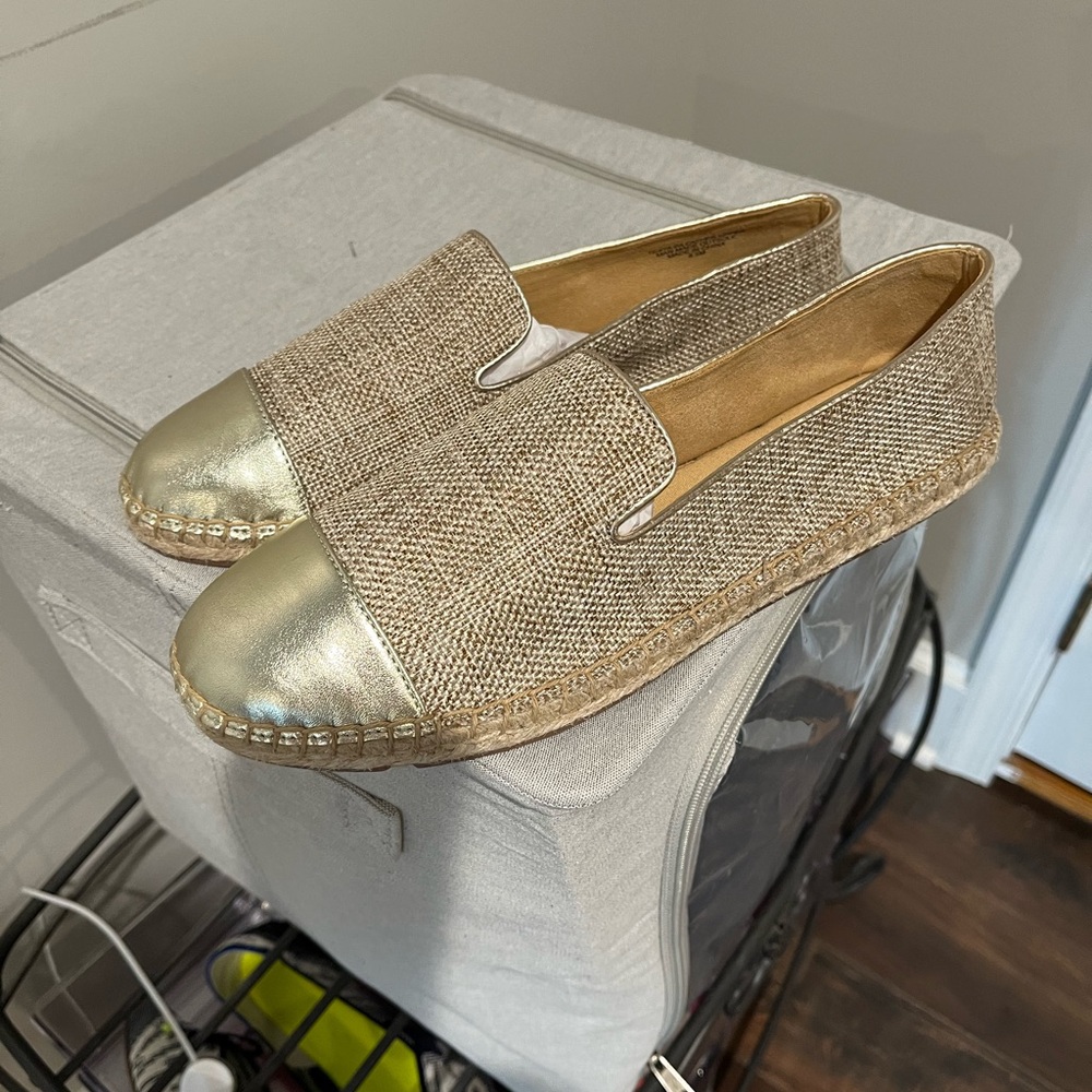 Talbots Metallic Gold and Tan Espadrilles